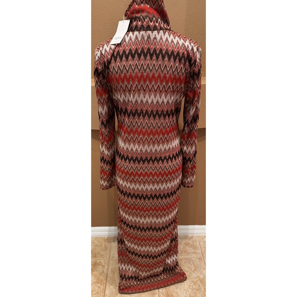 Misa Los Angeles Liv Mock Neck Long Sleeve Dress Winter Chevron Size L - Picture 6 of 10